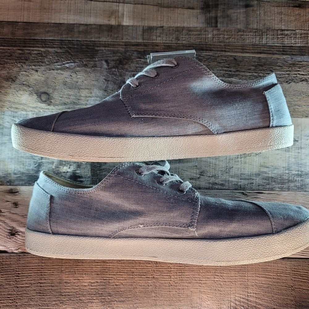 Toms gray men's sneakers with or without laces sz US 10.5 canvas - Picture 5 of 11